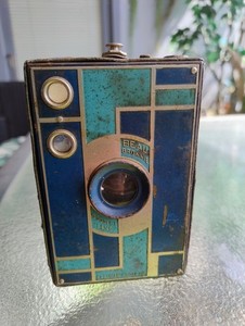 Kodak Beau Brownie Art Deco Camera Blue – 1930s Box Camera – Vintage Collectible