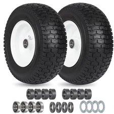 Flat Free Lawn Mower Tires 13x5.00-6 2 Pack with Bearings for Turf Lawns