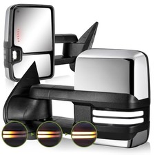 Switchback Towing Mirrors for 2007-2013 Chevy Silverado Avalanche Chrome Silver
