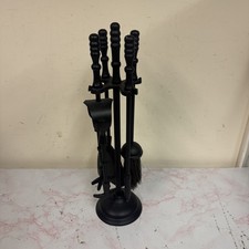 Vintage Schwarz Metall Kamin Begleiter 5 St&uuml;ck Sch&uuml;rhaken Zange Schaufel Zange Wohndeko