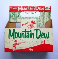 MOUNTAIN DEW SODA BOTTLE 6PK 10oz POP CARRIER USED 1960s GREAT GRAPHICS & COLORS