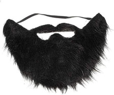 Fake Beard and Mustache Set, Realistic Black Costume Facial Hair
