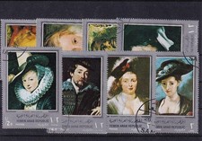 ER02 Yemen 1968 paintings by rubens Silver frame - Used stamps set