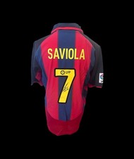 Javier Saviola Barcelona 2003-04 Hand Signed Home Shirt