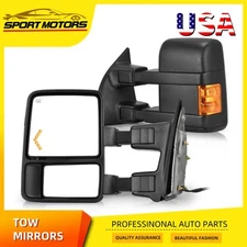 Pair Power Heated Tow Mirror for 2008-2016 Ford F250 F350 F450 F550 Amber Signal