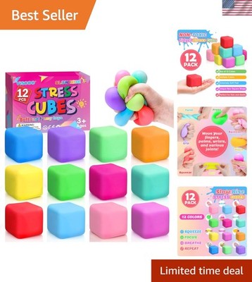 12 Pack Slow Rising Stress Cube, Dough Stress Balls Squishy Fidget Toys for A...