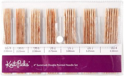 Double Pointed Wood Knitting Needle Set (Sunstruck 4'')