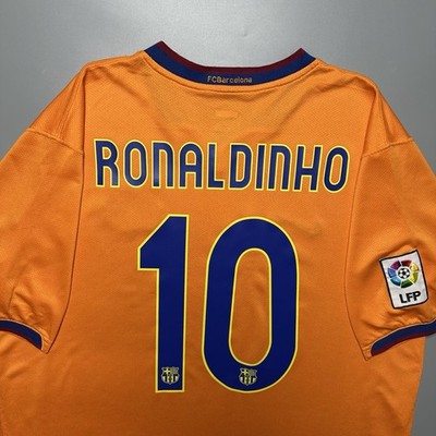 ウェア NIKE FC Barcelona Ronaldinho 10 Jersey L BARCELONA NIKE 2007/2008 FOOTBALL AWAY JERSEY #10 RONALDINHO SIZE