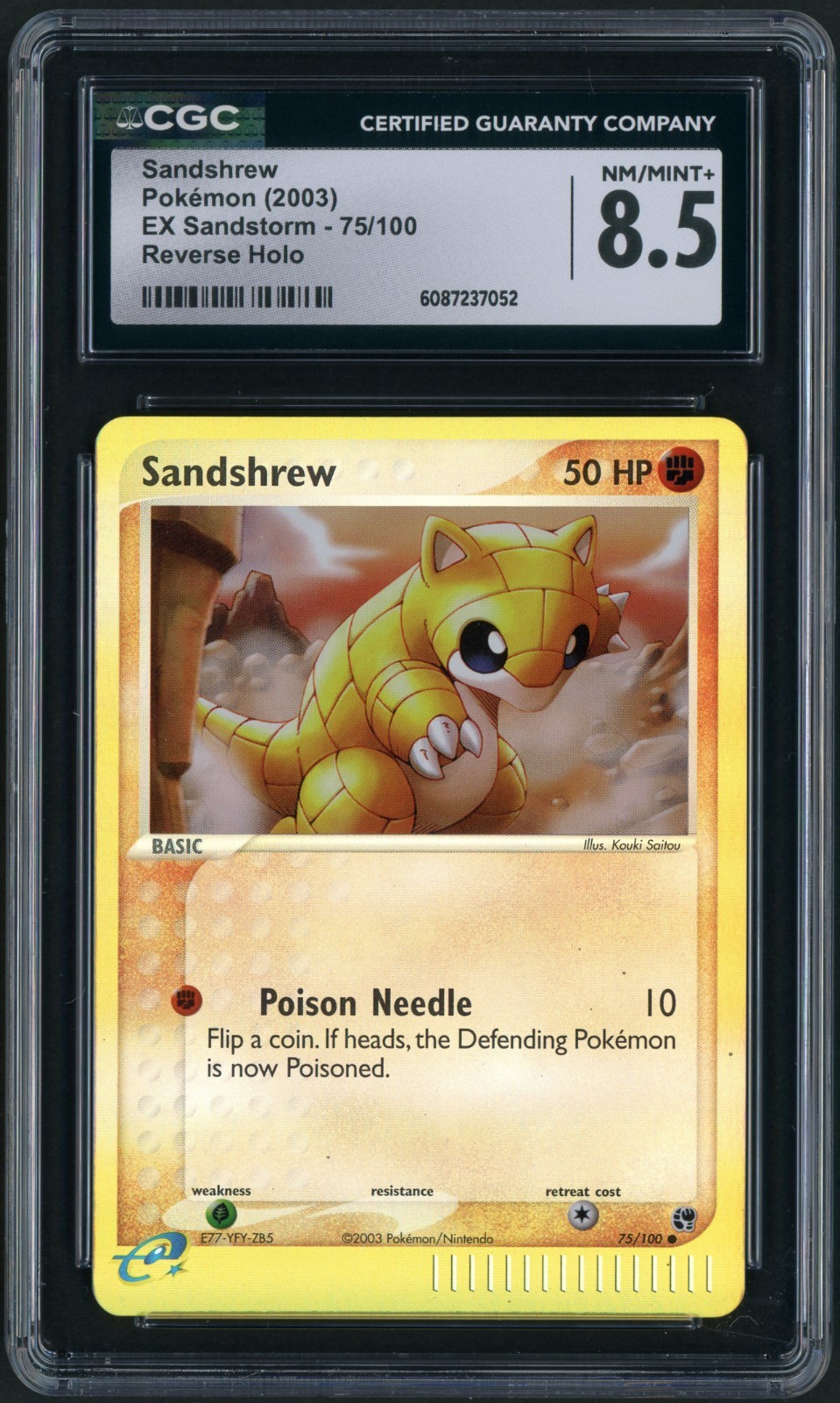 2003 Pokemon Ex Sandstorm Reverse Holo Sandshrew 75/100 CGC 8.5
