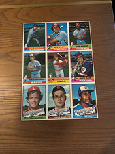 1976 Topps Baseball Card Uncut Sheet with traded Bob Boone Philadelphia Phillies