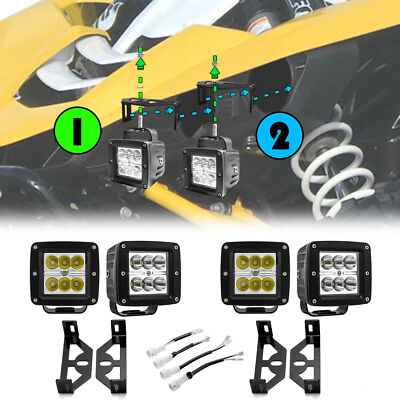 WSAYS For Yamaha YXZ1000R Bumper LED Headlight Kit 4x Light Pods Mounting Wire