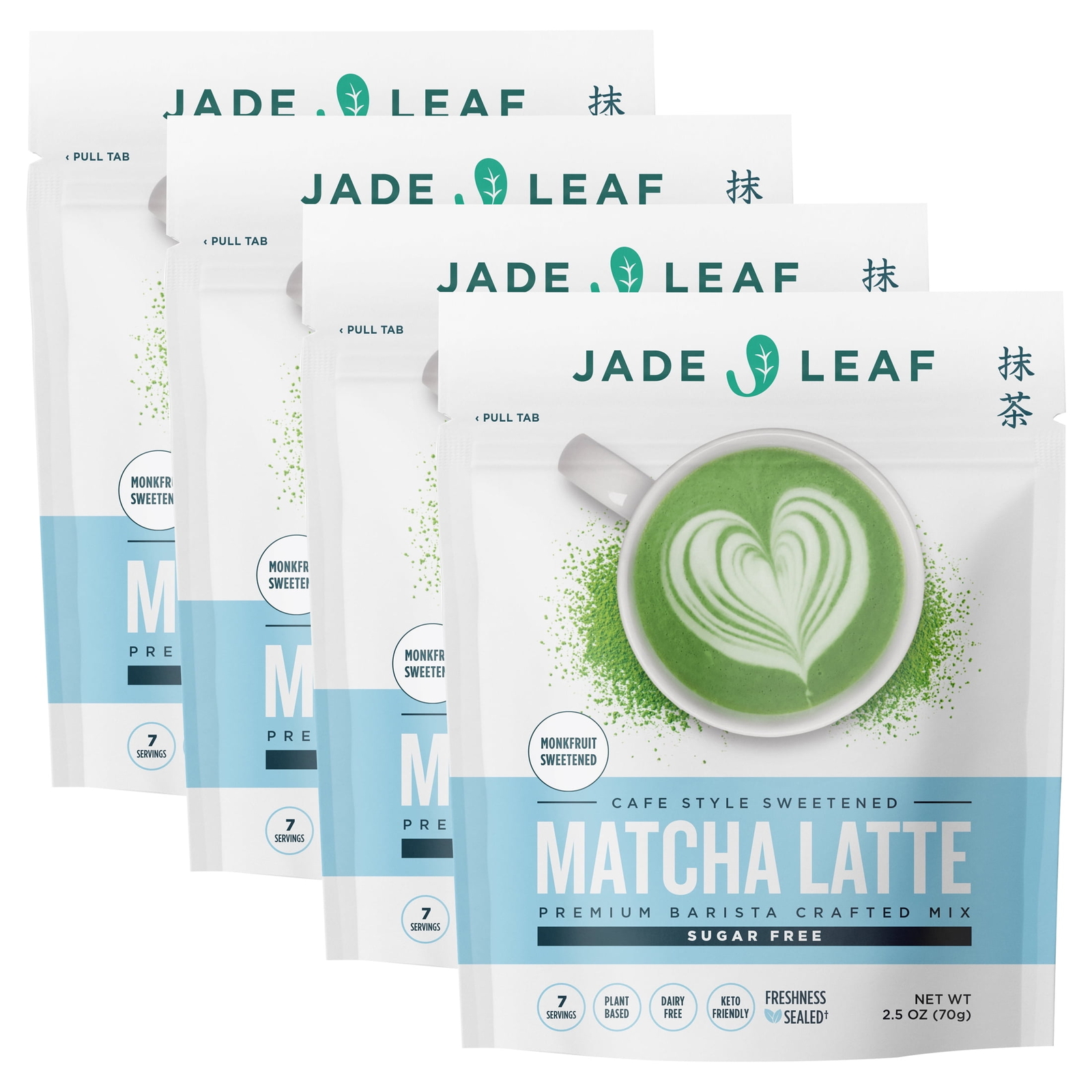 4-Pack Organic Japanese Matcha Latte Mix Sugar-Free Café Style Powered Tea
