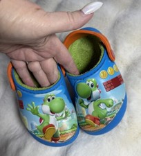 CROCS Kid's Super Mario Yoshi Lined Clogs Child C9 Blue Green Orange Fun Sz 9