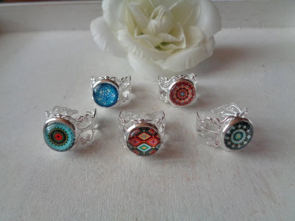 Ring silber verstellbar "Mandala - Motiv" verschiedene Varianten (2)