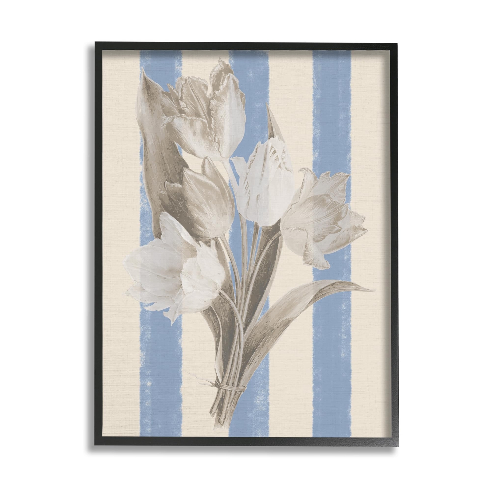 Tulip Bundle on Stripes Framed Giclee Art by Lil' Rue