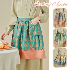 Kitchen Breathable Floral Short Half Apron Maid Costume for Cooking Parties