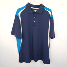 Ben Hogan Performance Men's Golf Polo Shirt-L-Blues-Mesh Inserts Colorblock