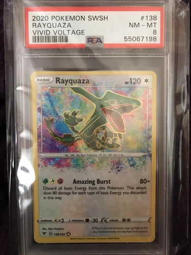 Pokémon Rayquaza Holo 138/185 Vivid Voltage PSA 8