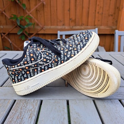 NIKE AIR FORCE 1 AF1 UK 5 EU 38 SCHWARZ JUST DO IT ALL OVER SNEAKER SCHUHE