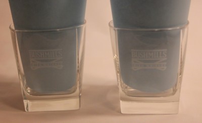 Bushmills Irish Whiskey 2pc Vintage Square Rocks Glass Cups