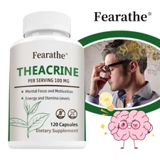 FEARATHE  Theacrine 100mg Capsules - Supports Cognitive,Memory And Brain Health