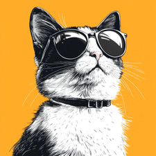 Wall Decal Sticker Cat with Sunglasses Wall Sticker 18X18cm Large