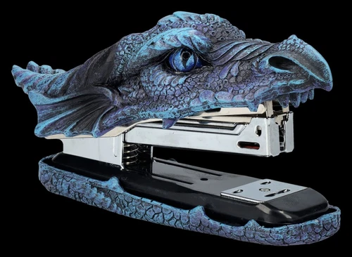 Agrafeuse - Tête De Dragon Bleue - Décoration Dragon Gothique Pour Bureau