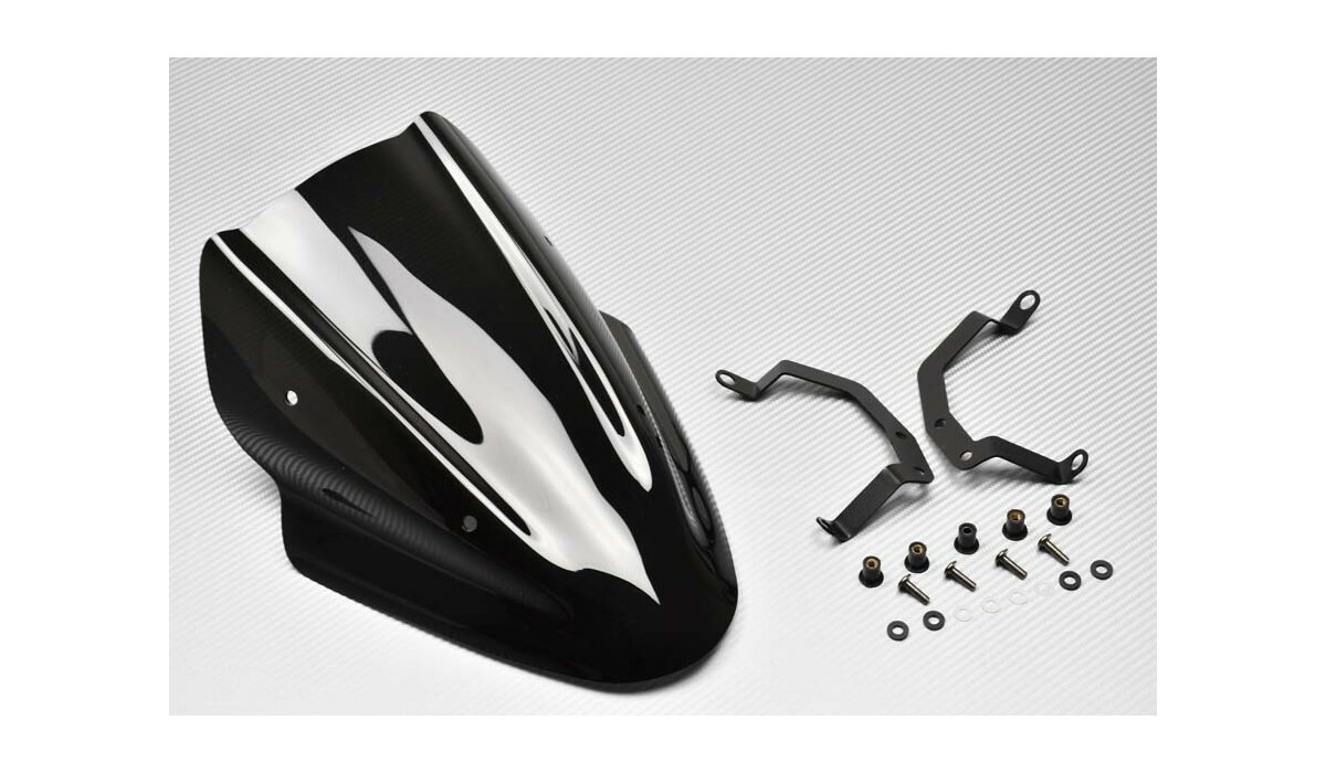 Bulle sport noire haut de gamme pour Kawasaki Z650 2017-2019 avec double courbure