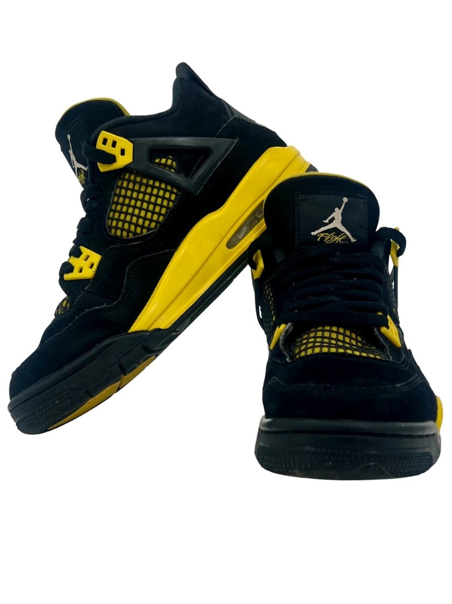 AUTHENTIC Air Jordan 4 Retro Thunder Black & Tour Yellow Sneakers
