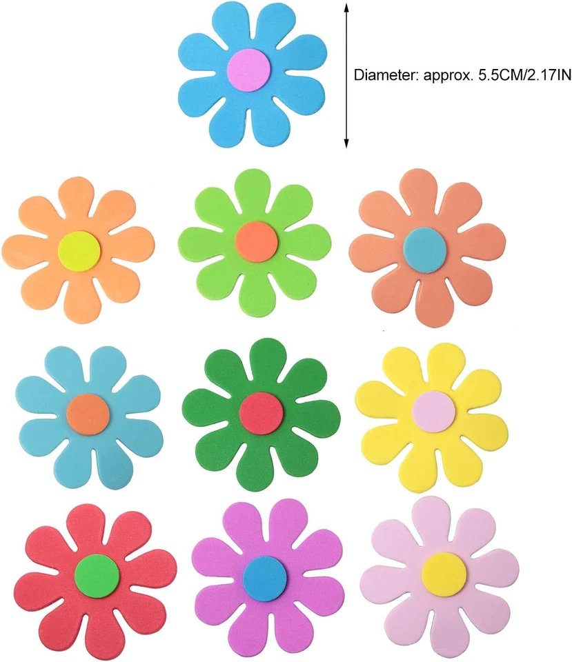 100 PIEZAS Pegatinas de Flores de Espuma - Pegatinas de Pared, Pegatinas de Flores Pequeñas Artesanías de Espuma para Foto 3 de 4