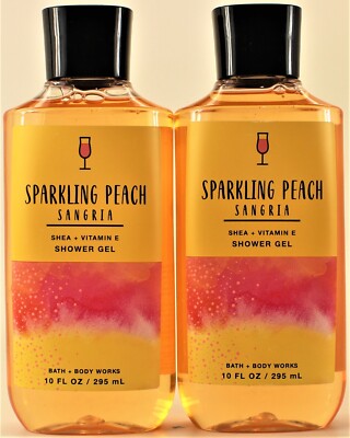 QTY 2 Bath & Body Works SPARKLING PEACH SANGRIA Face Body Wash Shower Gel 10oz