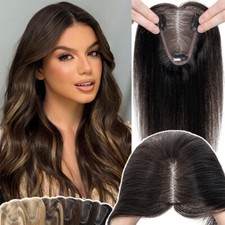 100 Human Remy Hair Topper Free Part Clip In Top Hairpiece Hand-Tied Lace Base