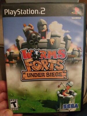Worms Forts: Under Siege (Sony PlayStation 2, 2005) preowned w/book