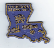 LOUISIANA LA   THE BAYOU   STATE   OUTLINE MAP MAGNET , NEW   CLASSIC