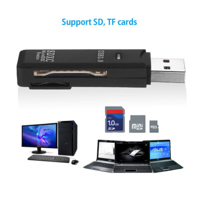 Memory Card Reader Dual Slot USB 3.0 High Speed Adapter For Micro