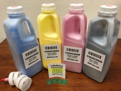 4 x Toner Refill for OKI C9600n, C9600hn, C9800hn, C9800 + 4 Chips