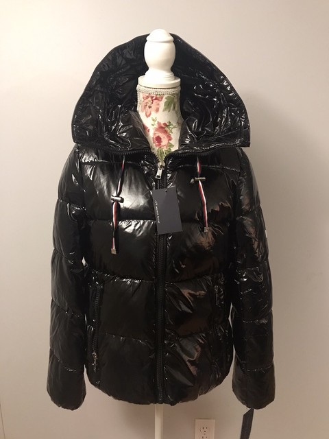 tommy hilfiger shiny puffer coat