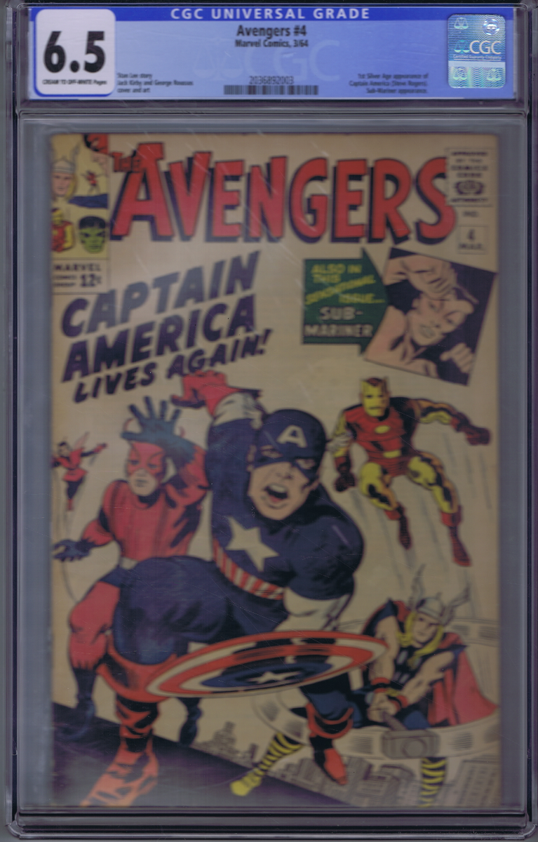 Avengers #4 Marvel 1964 CGC 6.5 (FINE +) 1ST S.A. APPEARANCE OF