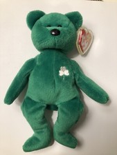 Ty Beanie Baby Erin The Bear 1997 Retired Plush Toy Collectible w/Display Case
