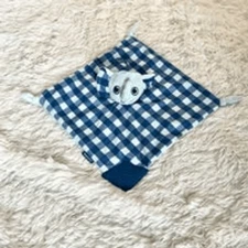 Booginhead Elephant Blue Plaid Teether Blanket Plush Animal Pacifier Lovey