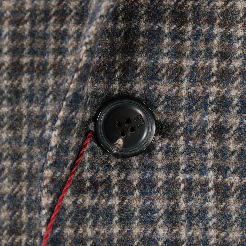 Abrigo deportivo Luciano Barbera nuevo con etiquetas 100 % lana talla 54R EE. UU. 44 marrón/azul/gris a cuadros Foto 2 de 4