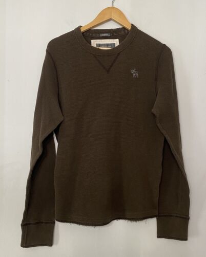 Vtg Abercrombie Fitch Shirt Muscle Thermal Long Sleeve Waffle Brown M Preppy Y2K