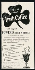 1955 John Power's Irish Whiskey Irish Coffee recipe vintage print ad
