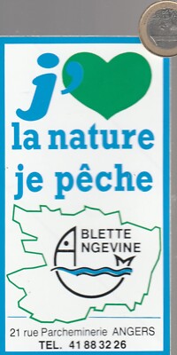 sticker. C14. fishing. I LOVE nature I fish. Angevine tablet