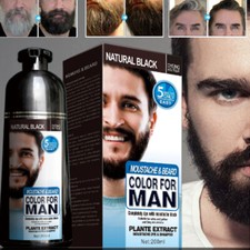 2PCS Permanent Men Beard Hair Color Dye Tint Moustache Black Darkening Shampoo