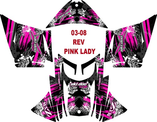 SKIDOO SNOWMOBILE WRAP MXZ 99-21 STICKER DECAL PINK LADY - Bild 2 von 5
