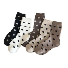 CazDopaM 5 Pairs Women's Crew Socks Cute Polka Dot Pattern One Size, 5-pairs
