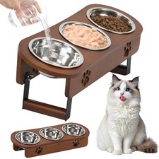 Raised Cat Food Bowl Adjustable 2 Height Elevated Cat Bowls