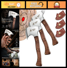 7.9" Throwing Axe Set - 3 Pack Small Hatchets with Leather Sheath, High Carbon S