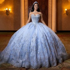 Quinceneara Dress Luxur for Girls Puff Sleeves Crystals Bow Birthday Party Dress